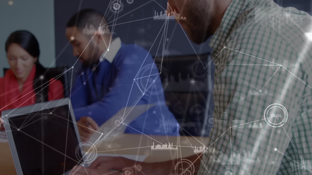 animación de la red de conexiones a través de datos diversos