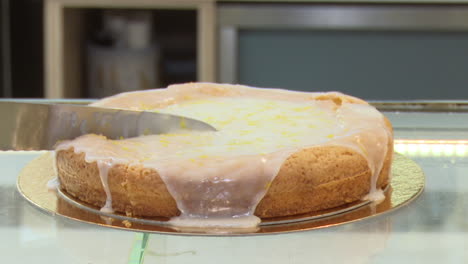 lemon glazed cake on display