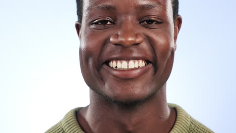 Closeup,-gesture-and-a-black-man-with-dental