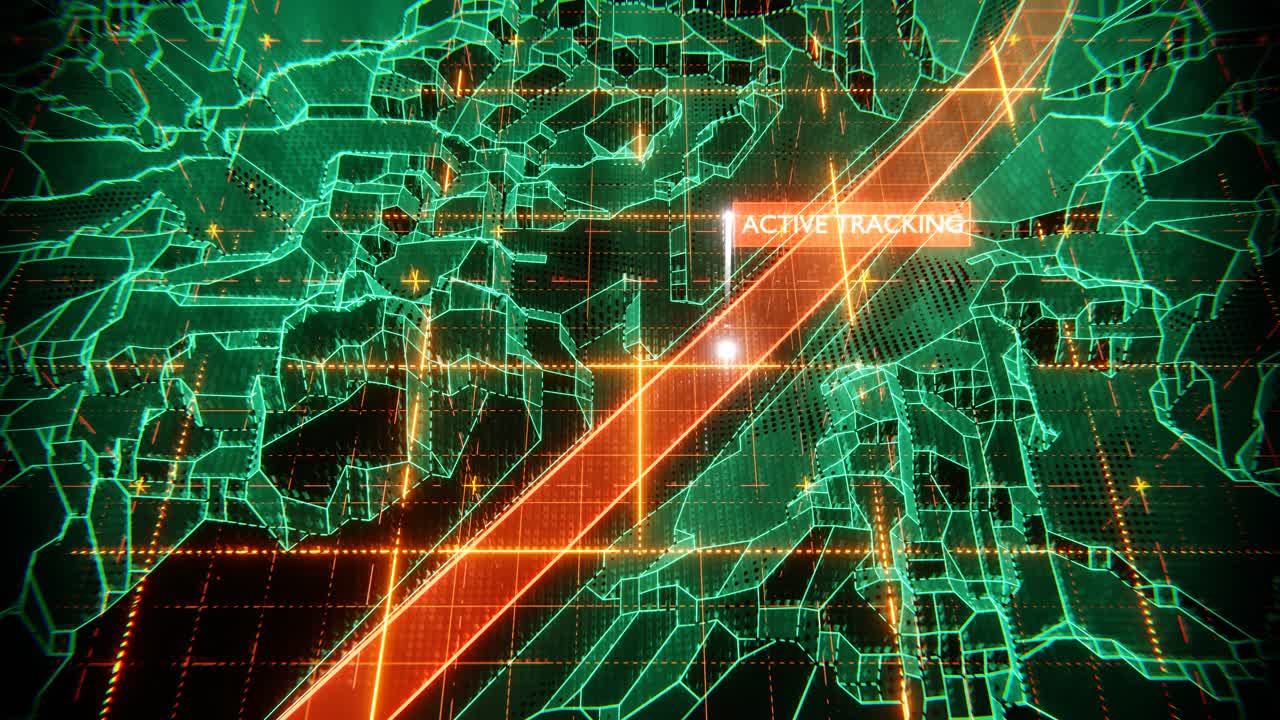 Futuristic Digital Map with Active Tracking