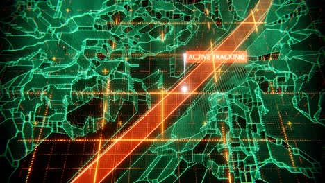 futuristic digital map with active tracking