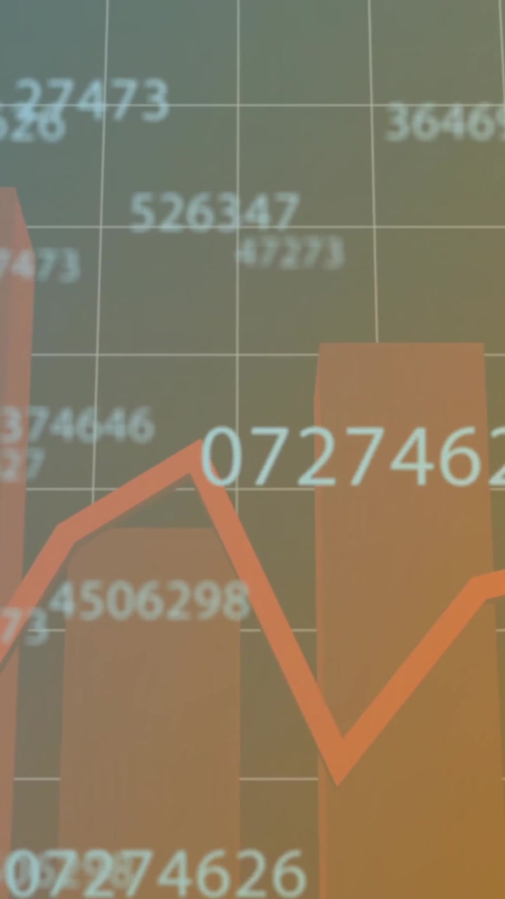 Animation of data processing over diagrams on blue background
