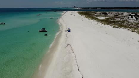 Vista-Aérea-De-La-Playa-De-Shell-Island,-Panama-City-Beach,-Florida,-Estados-Unidos