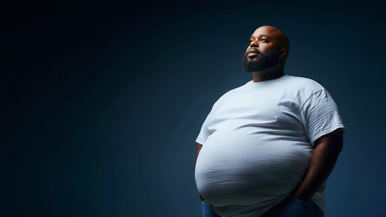 A Confident Individual Poses Against a Dark Background, Capturing a Moment of Self-Reflection and Authenticity, Emphasizing Body Positivity and Personal Identity Journey