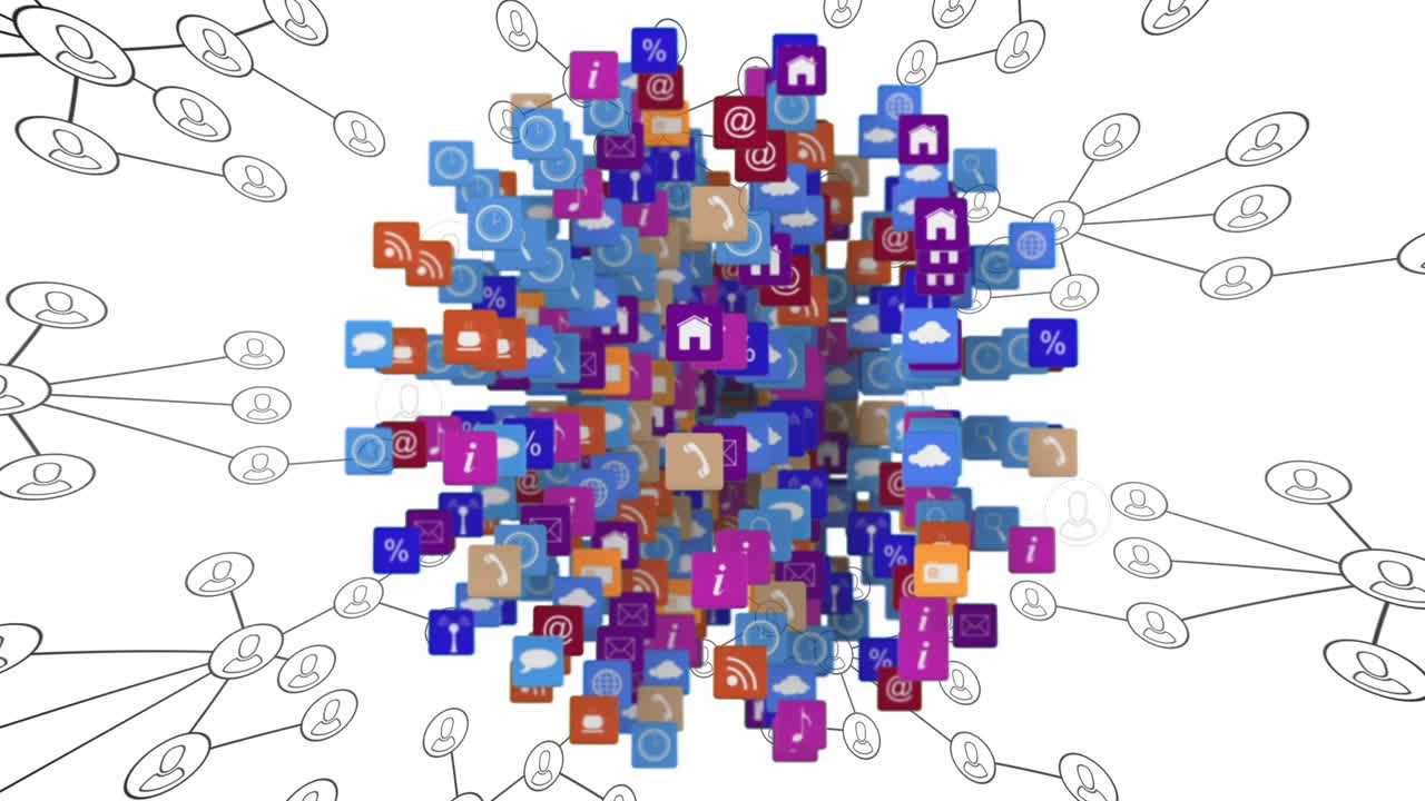 animación de la red de conexiones con personas iconos en todo el mundo con iconos