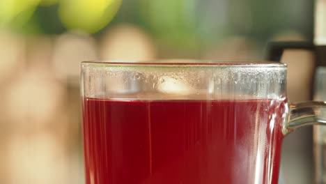 close-up of a cup of red tea