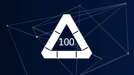 Animation of the number 100 in a loading triangle