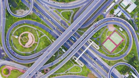 4k timelapse of expressway intersection in urban with car motion