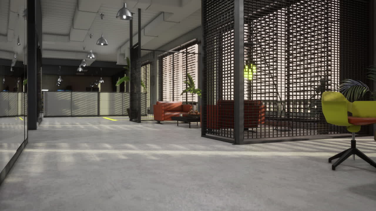 Modern office interior with open space and stylish seating arrangements