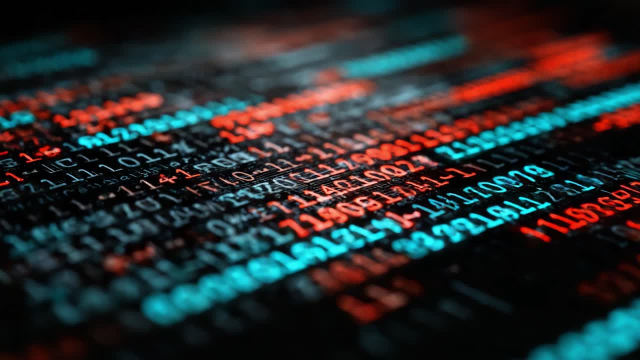 A Deep Dive into Digital Data: Exploring the Intricate Patterns and Vibrant Colors of Binary Code in a Captivating Abstract Visualization