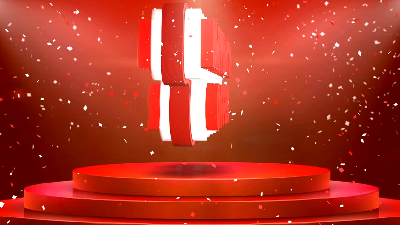 나브라트리 오퍼 텍스트 애니메이션 무대 포디움 콘페티 루프 애니메이션