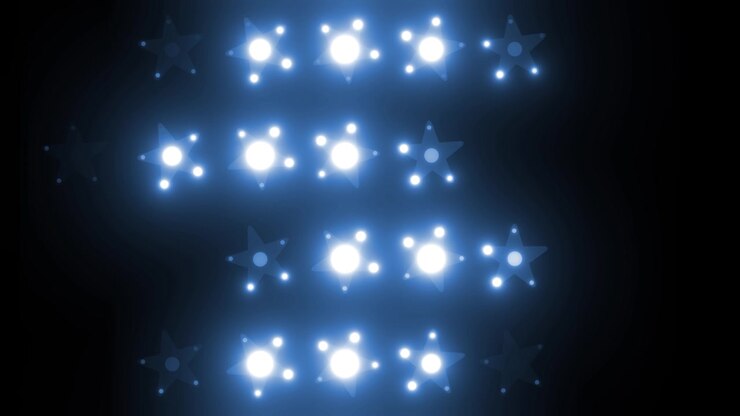 Abstract Glowing Star and Circle Pattern Background