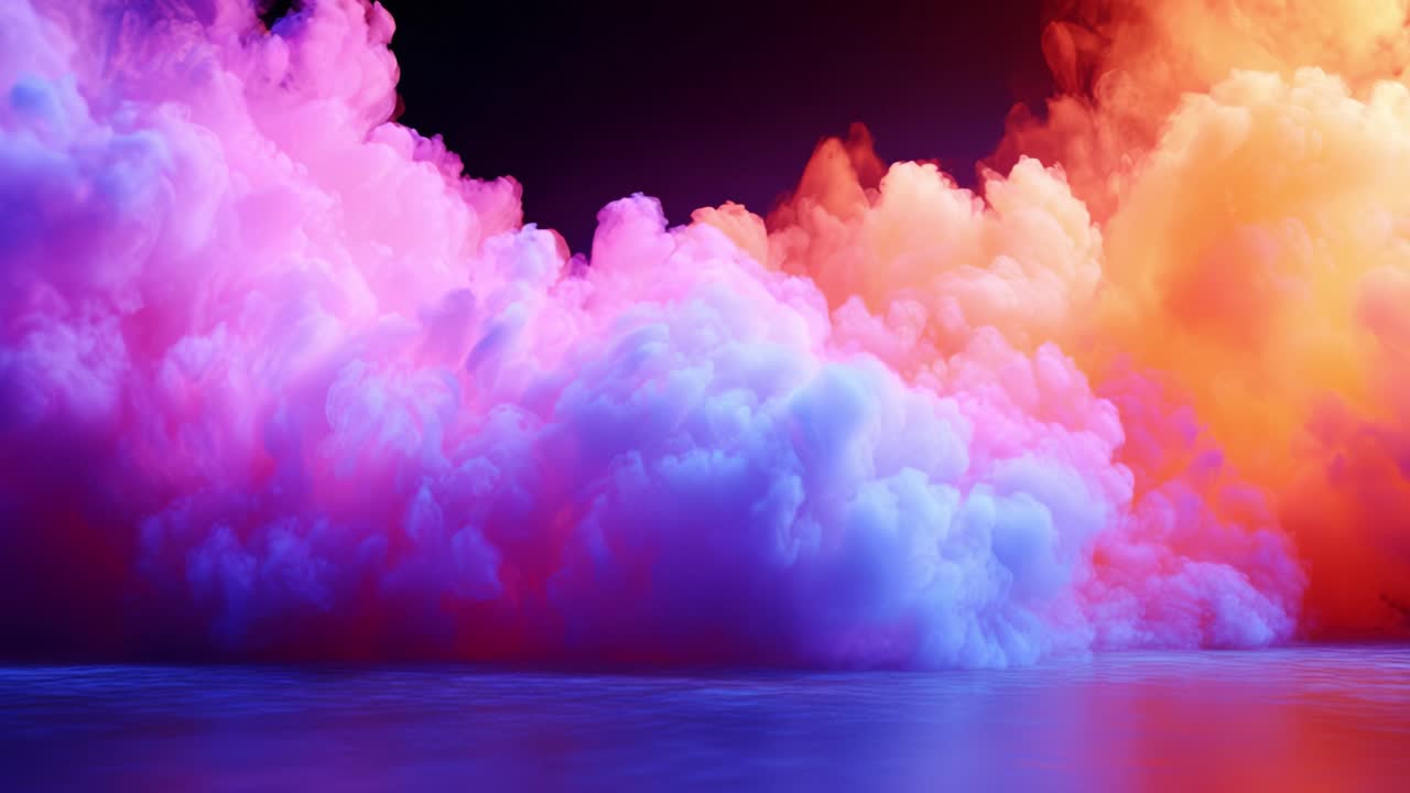 A Stunning Visual Symphony of Colorful Clouds Merging in an Ethereal Environment, Capturing the Essence of Light and Shadow in an Enchanting Atmosphere