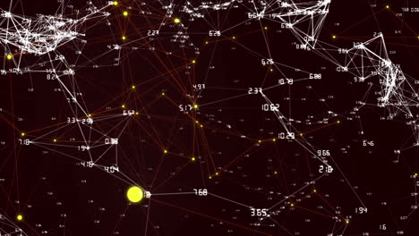 animation of numbers changing data processing with network of connections