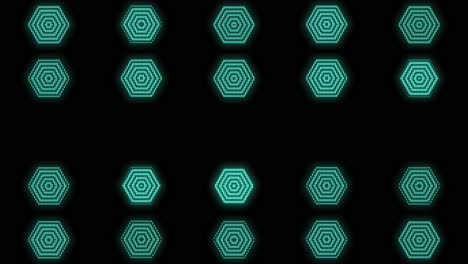 patrón geométrico hexagonal azul neón
