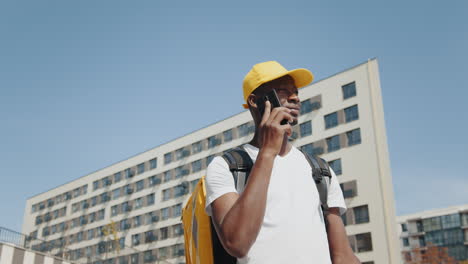 delivery person using smartphone