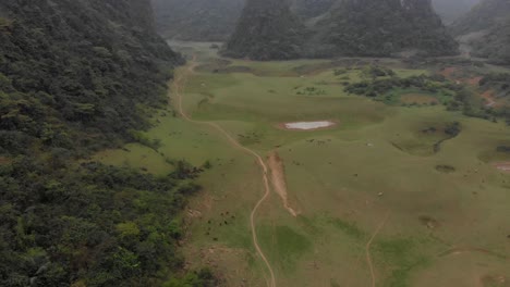 wide view of nui thung mountain at cao bang vietnam, aerial