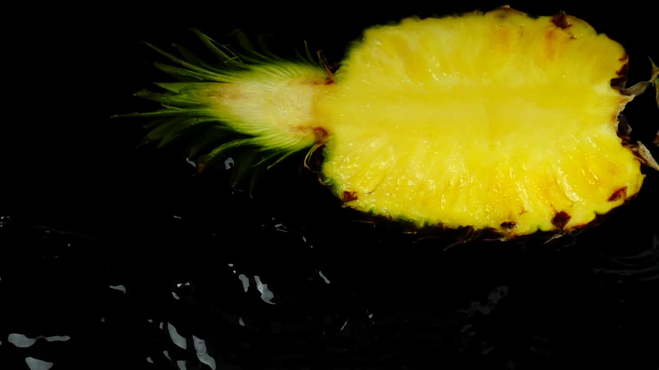 Falling of pineapple. Slow motion