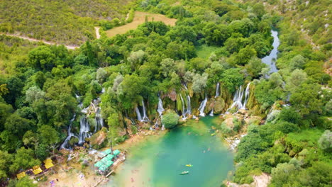 drone view of amazing kravice falls - national reserve in studenci, ljubuski, bosnia and herzegovina