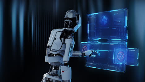 robot interacts with holographic displays