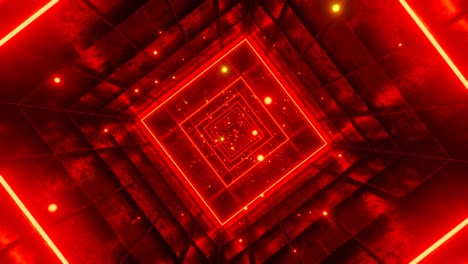 gráfico de movimiento de bucle sin costuras de rotación volando en túnel rojo cuadrado