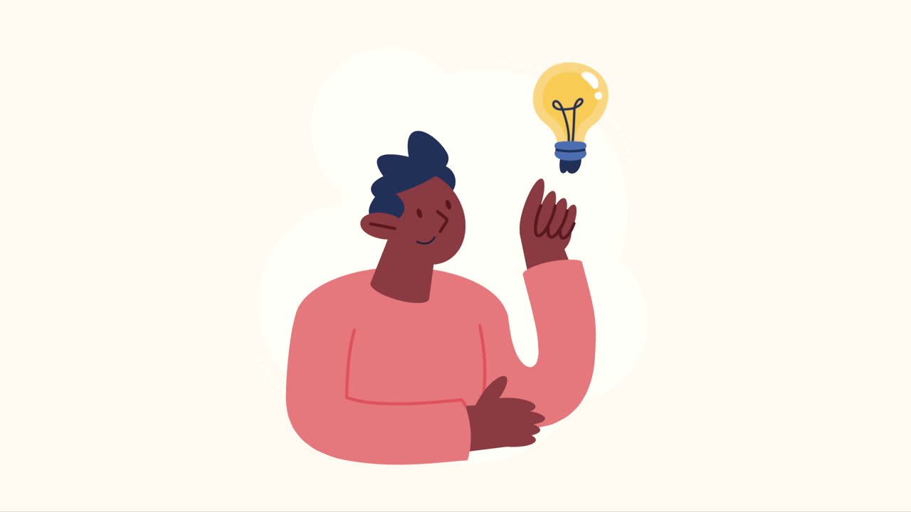 hombre con animación de luz de bombilla