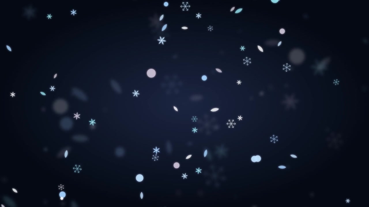 Animated Snowflakes Falling Against a Dark Blue Background