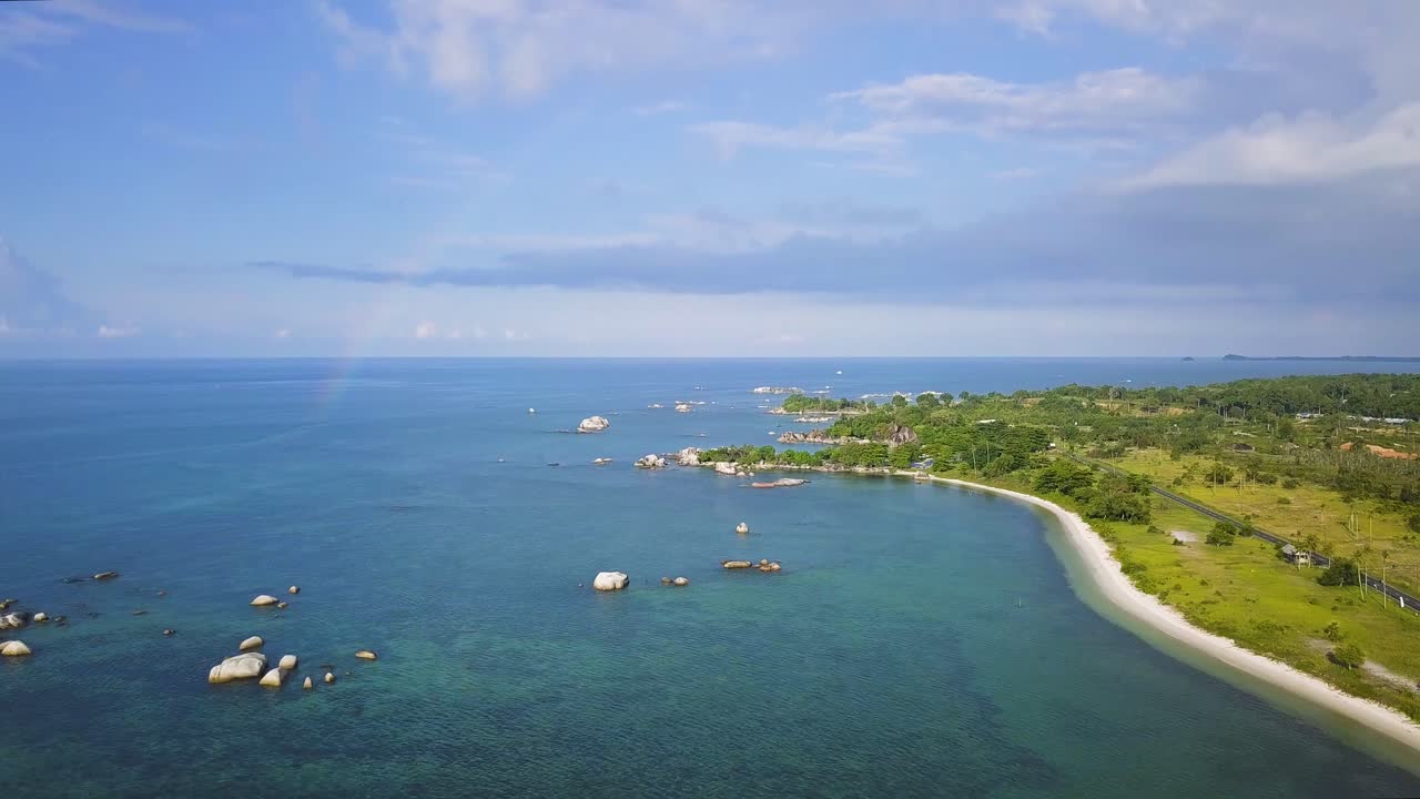 Aerial Drone Tanjung Tinggi and Kelayang Beach Belitung Island