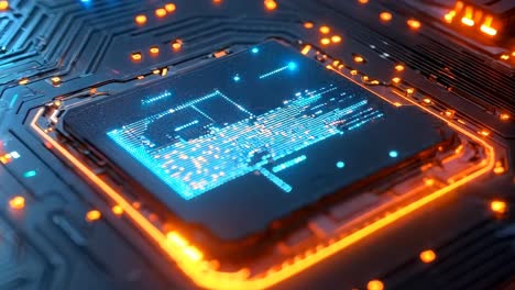 un primer plano de un chip de computadora en una placa de circuito
