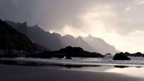 sunset at benijo beach on tenerife - canary islands