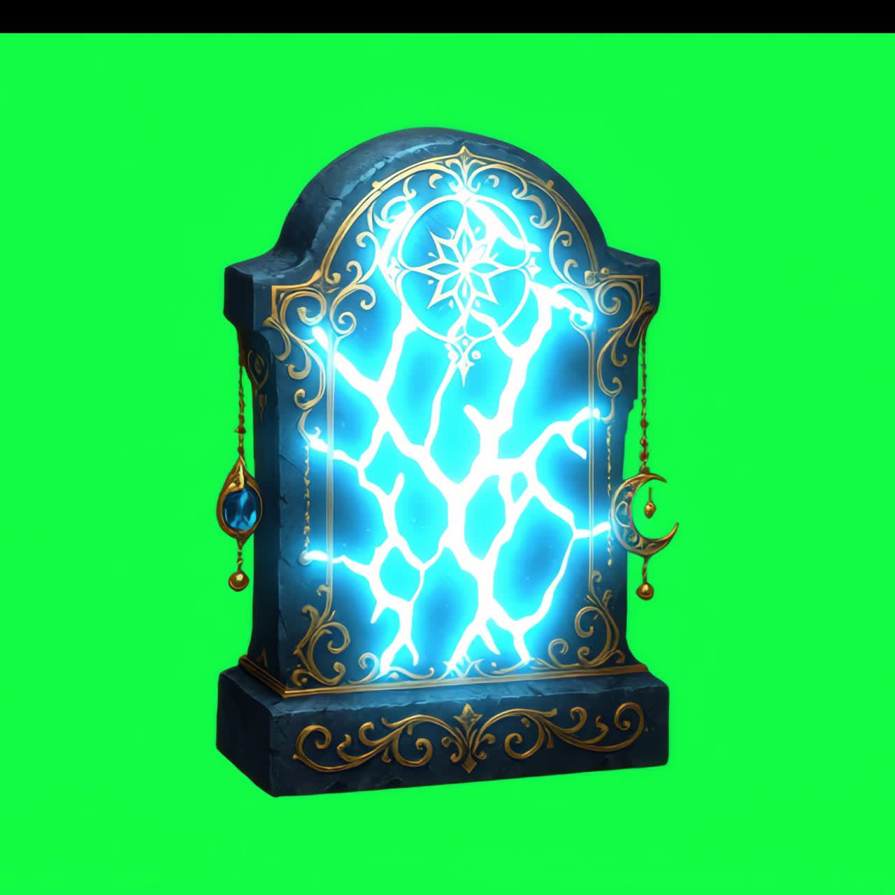 Mystical ornate glowing portal animation isolated asset, transparent 4K video, alpha channel, ProRes