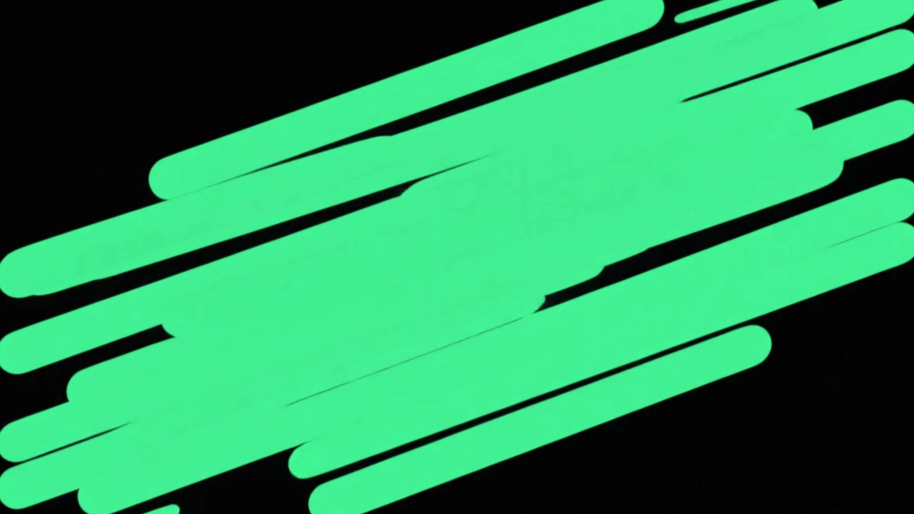 Líneas diagonales verdes abstractas moviéndose sobre fondo negro
