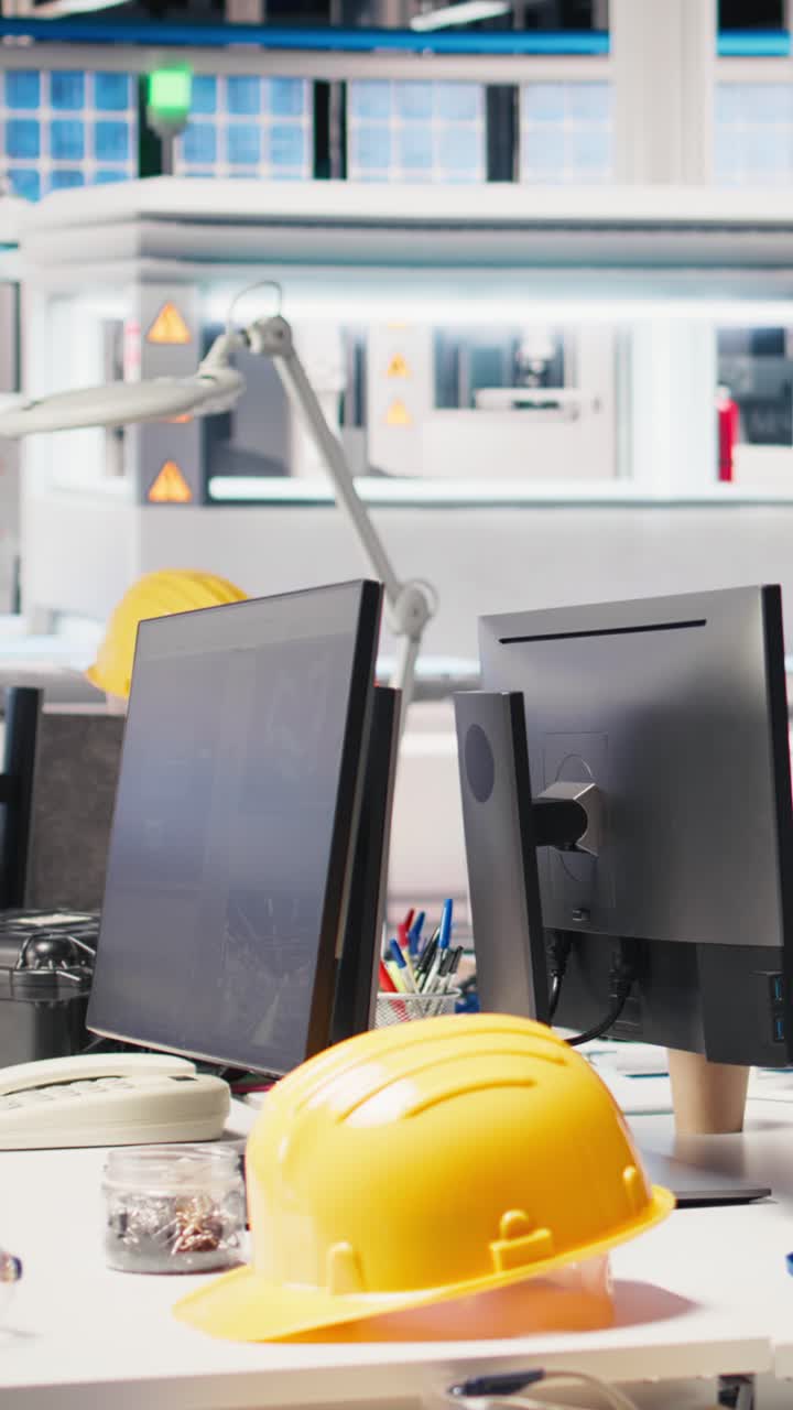 Vertical Video CAD program on PC monitor in photovoltaics factory used for production line