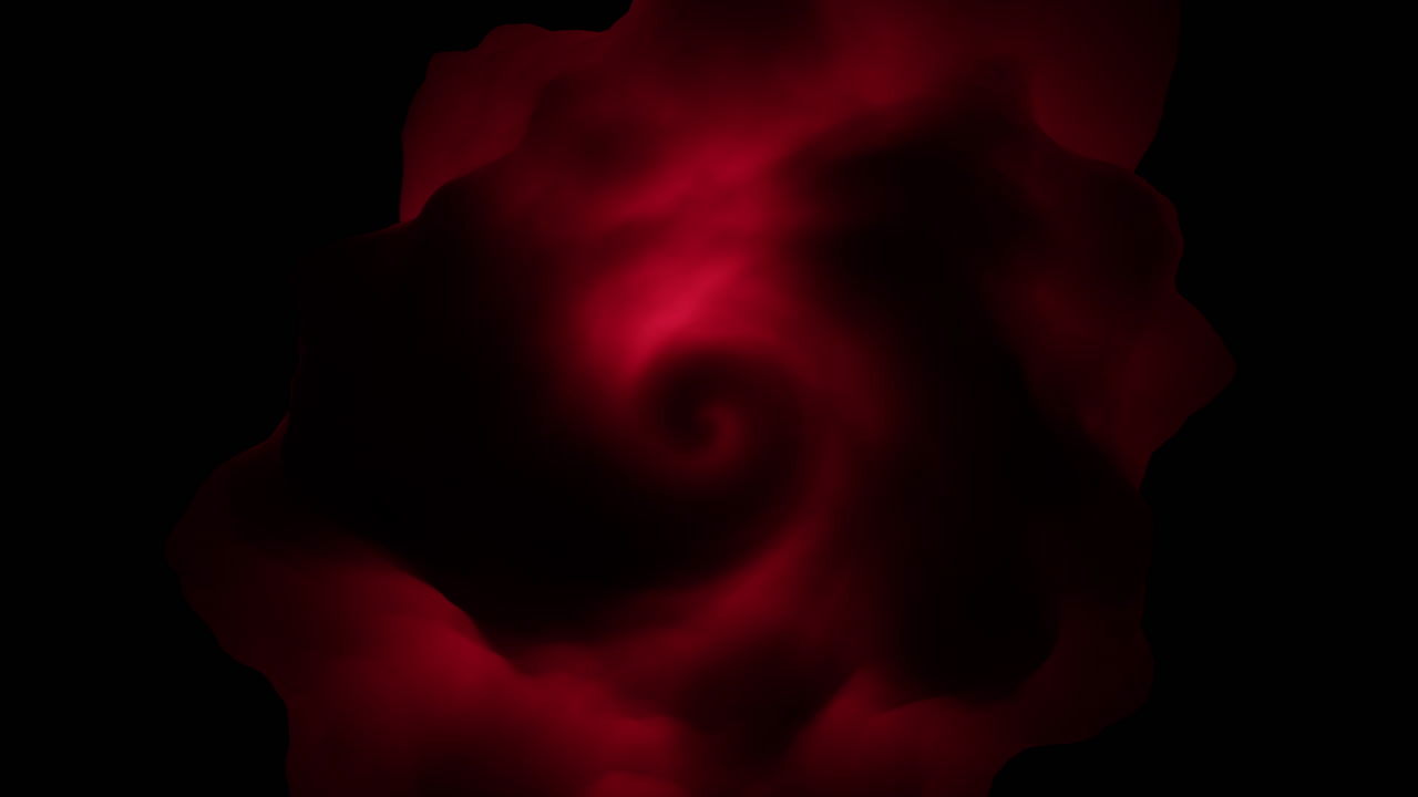 검은 공간에 흐르는 붉은 신비로운 구름