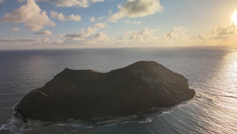 slow and steady drone footage of manana island or rabbit island in hawaii