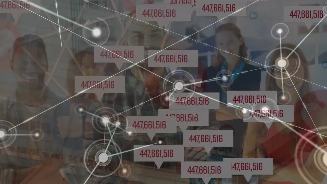 연결 네트워크를 통해 사업가와 숫자의 애니메이션