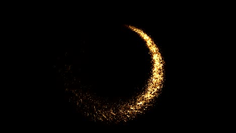 abstract meteor going around with appearance and disappearance. countdown background with golden particles.