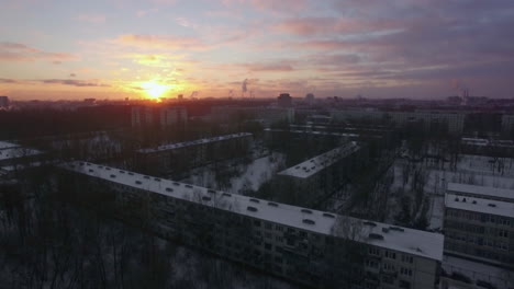 aerial scene of st petersburg residential area at dawn