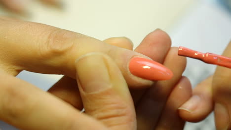 Woman paint nails with lacquer in the beauty salon