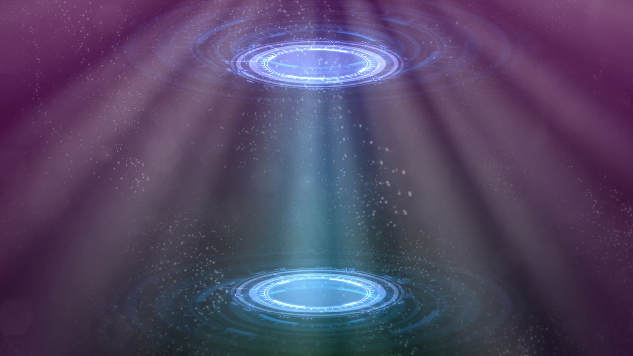 vivid modern background of two UI or HUD circles, teleport concept