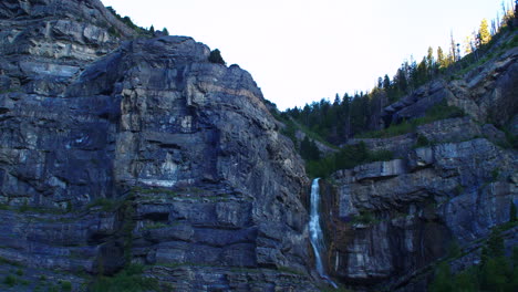 wide shot of bridal veil falls at sunset near salt lake city in the provo canyon in utah