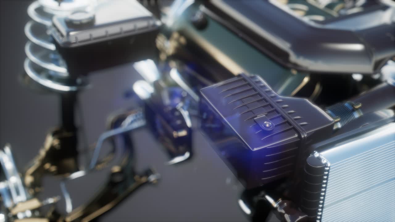 motores de automóviles detallados y otras piezas