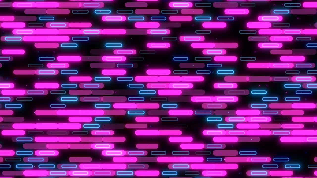 Leuchtende Neonlichter in Pink und Blau erzeugen ein auffälliges Muster auf einem dunklen Hintergrund