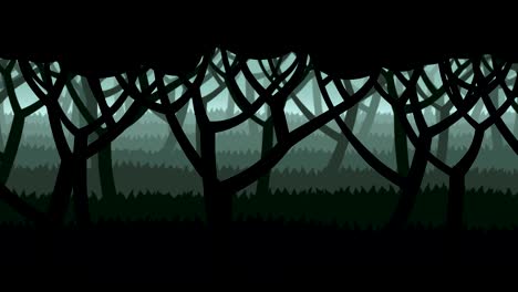 entorno de bosque oscuro bucle de animación de dibujos animados