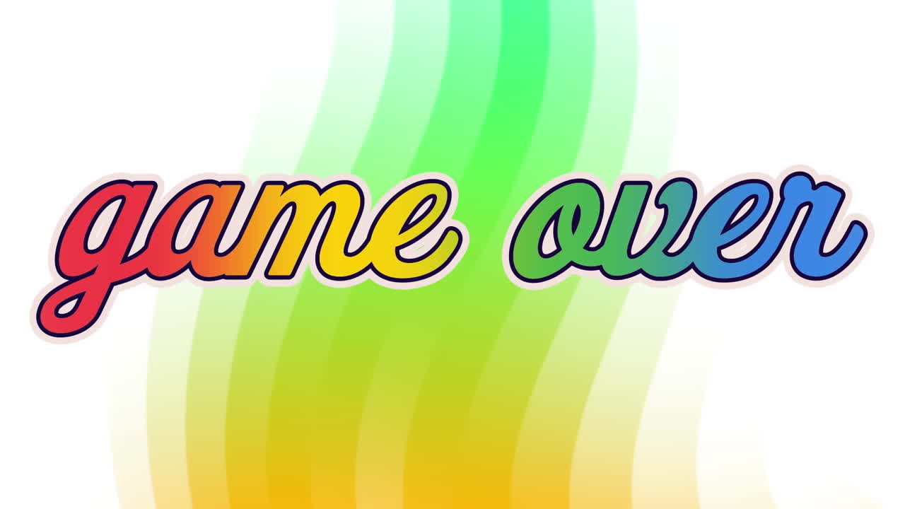 색 배경의 모양 위에 텍스트 위에 게임의 애니메이션