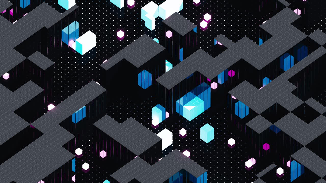 빛나는 블록과 검은 블록, 3d 렌더링