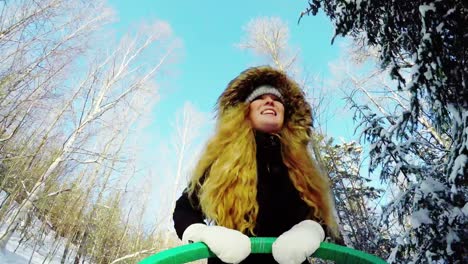 low angle view of musher riding sleigh