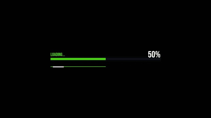Digital Loading Progress Bar Animation on Black Background