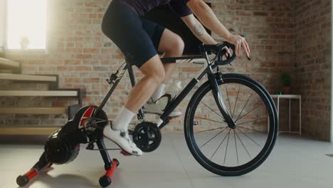 man indoor cycling workout