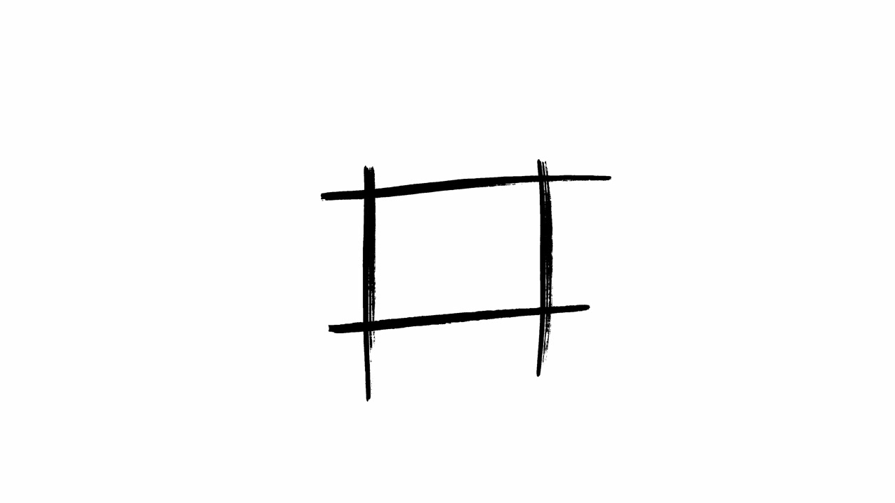 Animazione in loop di un simbolo hashtag disegnato a mano